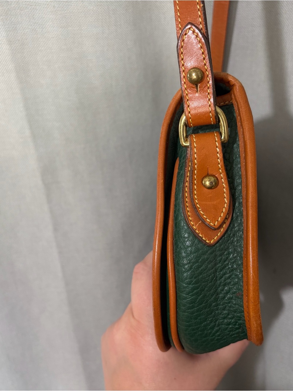 Dooney & Bourke Forest Green and Tan Leather Crossbody - Picture 3 of 7